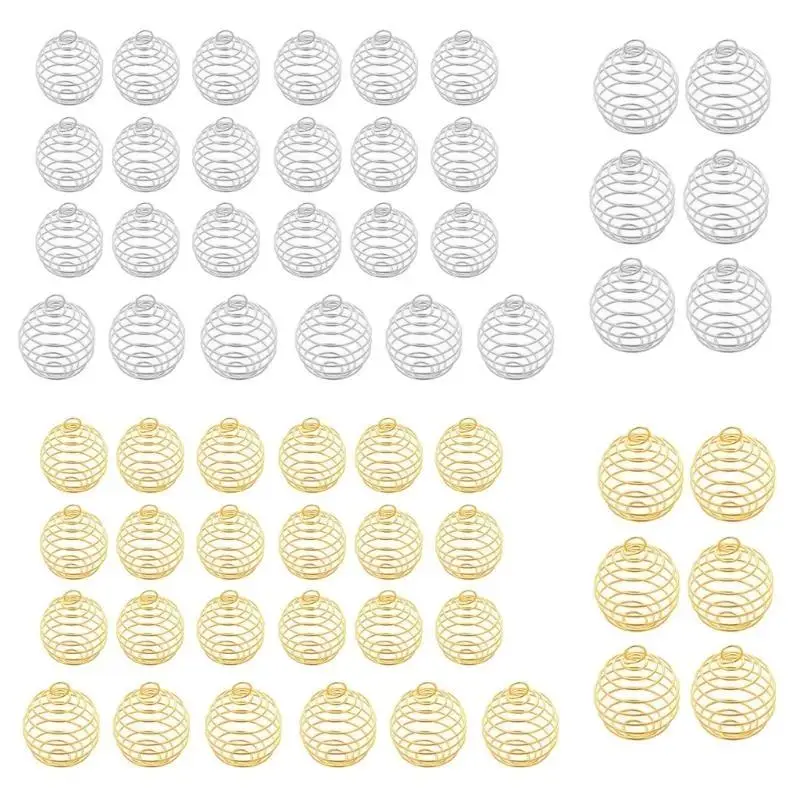 A52E 30 Pieces Unique Jewelry Pendant Hollow Ball Spring Pendant DIY Jewelry Charm