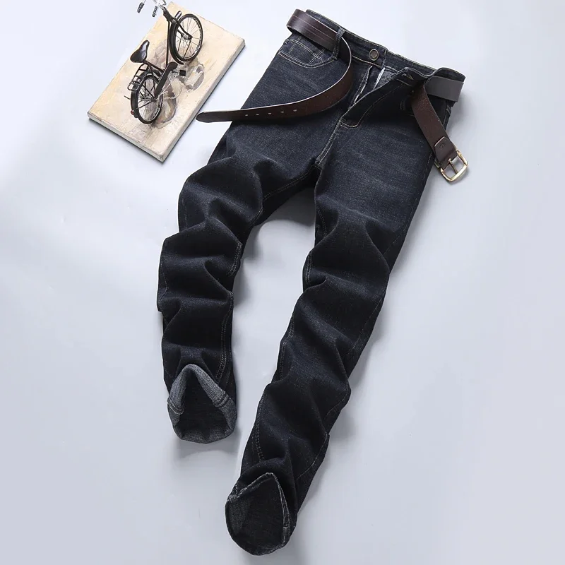 Men\'s Slim Fashion Denim High Quality Male Pants Elastic Black Blue Leisure Jeans Brand Clothing