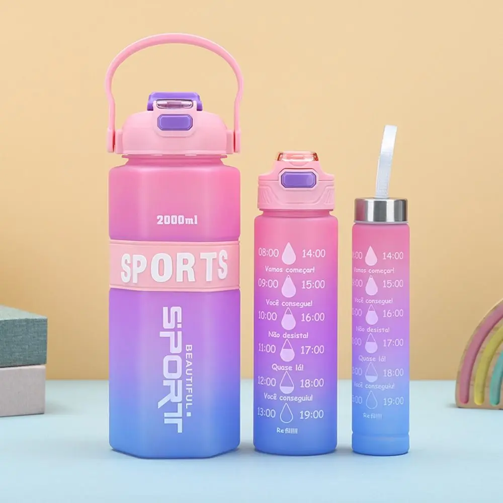 

Three Piece Set Sports Water Bottle Set Large Capacity Hexagon Leak Proof Colorful Cup Frosted Portable Fitness Sports Kettle