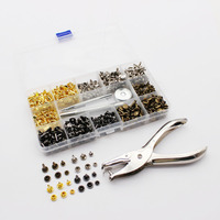 360pcs Leather Rivets Double Cap with Punch Pliers Fixing Set Rivet Tubular Metal Studs for DIY Leather Craft Rivets Rep