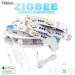 Zigbee RGBCW Điều Khiển Mini 1M-10M DC12V 5050 RGB + CCT 90 Đèn LED/M Dây Đèn LED công Suất Ánh Sáng Bộ ZIGBEE 3.0 HUB-E Echo Plus Ứng Dụng