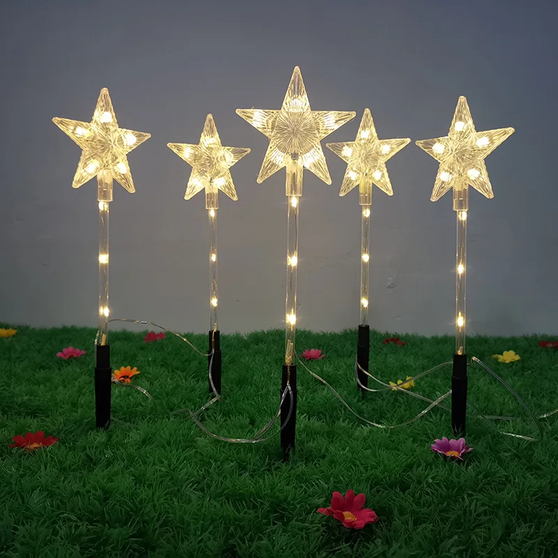 5 in One Christmas Solar LED Lights Outdoor Stars Santa Claus Elk Lamp For Path Yard Lawn Garden Landscape Decorate 171