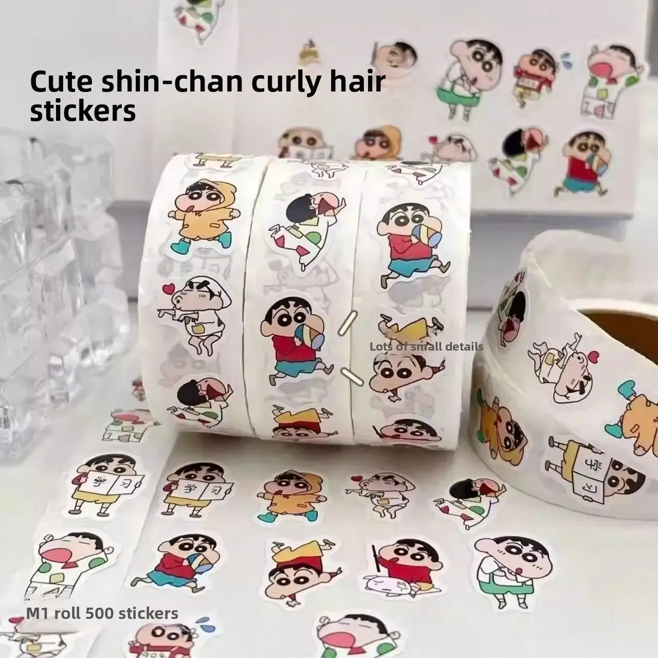 Crayon Shin-chan cartoon cute student spiral stickers kawaii 500pcs DIY decoration graffiti decals anime merchandise wholesale