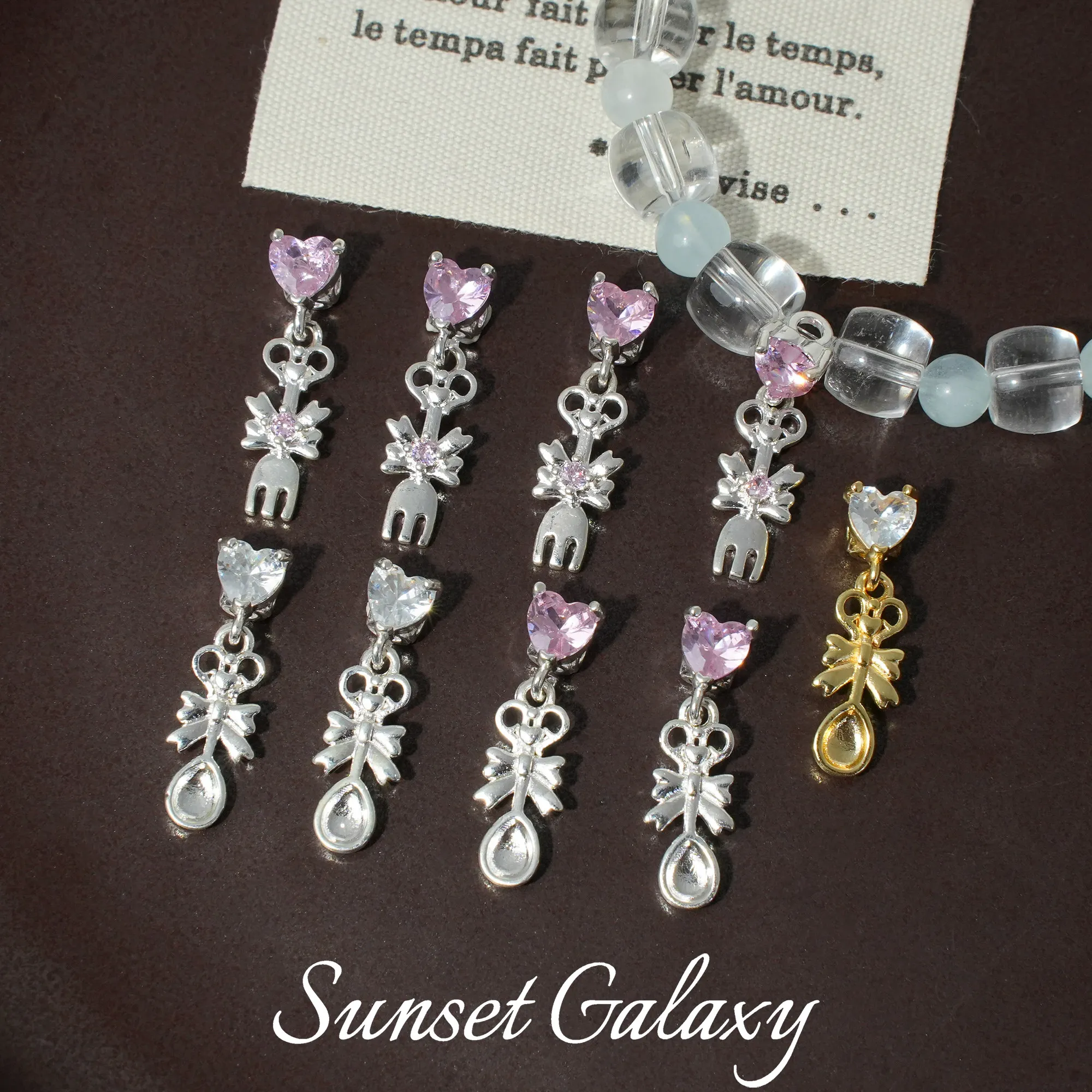 18k Sweet And Cute Bow Fork Bead Pendant Handmade DIY Beaded Bracelet Necklace Jewelry Accessories Material