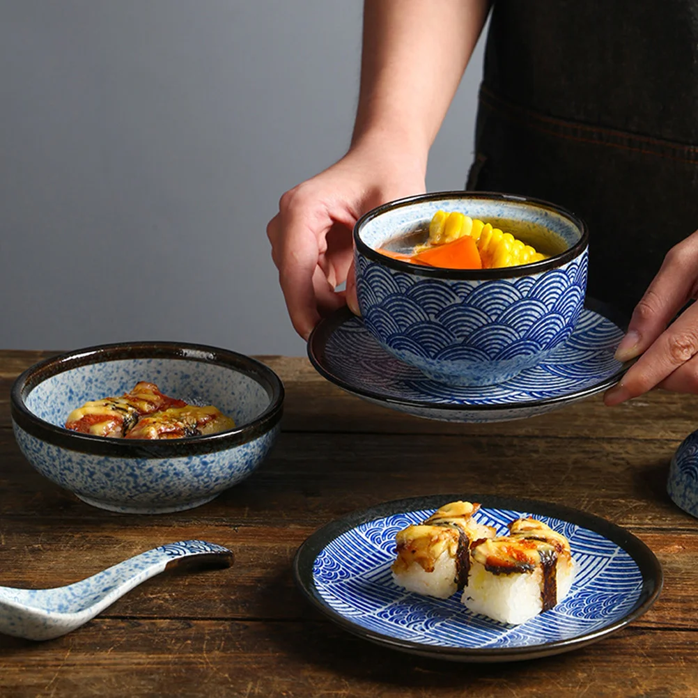 Ceramic Stew Pot Ramen Bowl Noodle Soup with Lid Hand-Pulled Multi-function Japanese Bowls Ceramics