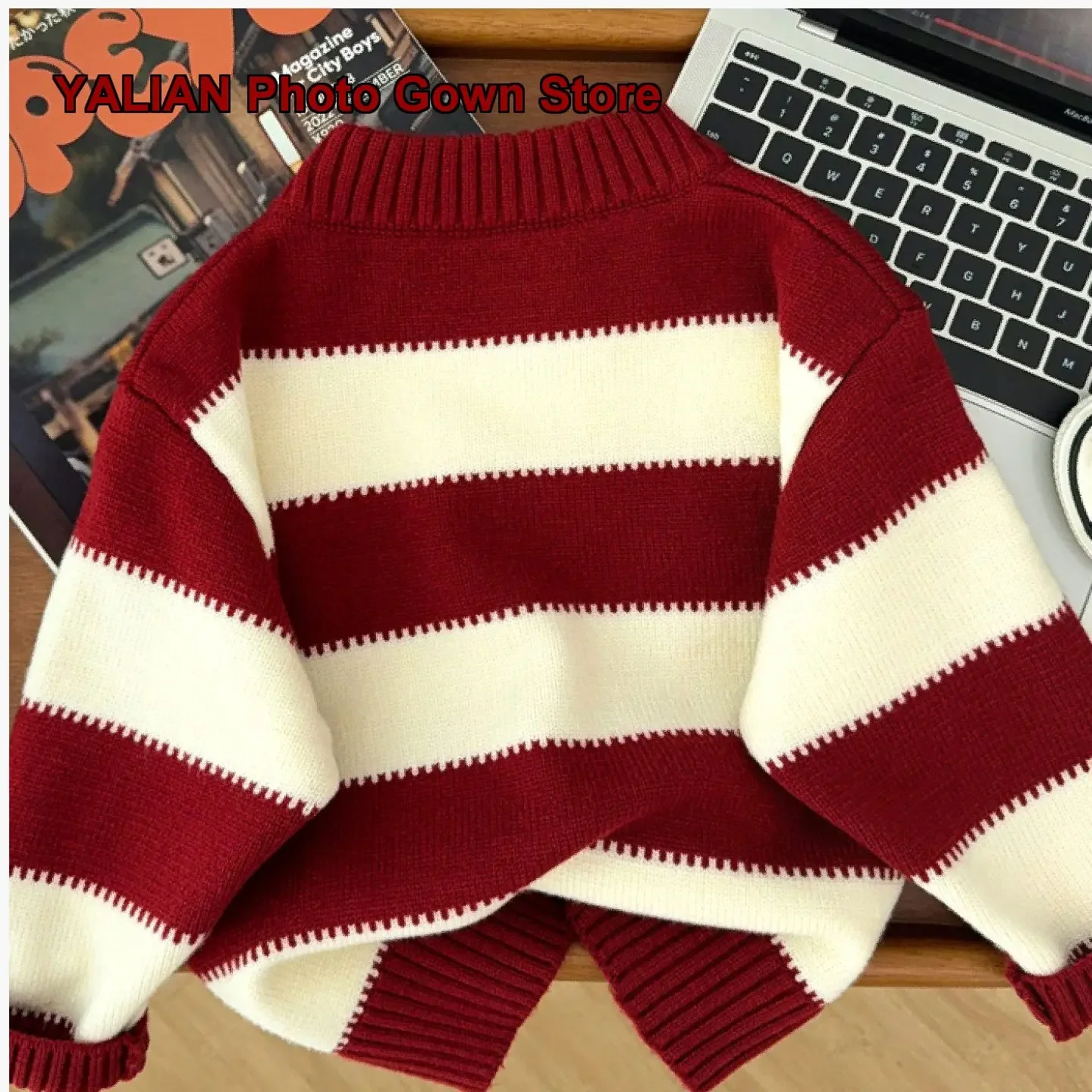 Boys’ Thickened Autumn Winter 2026 Children’s Greeting Outfit Warm Knit Top for Babies