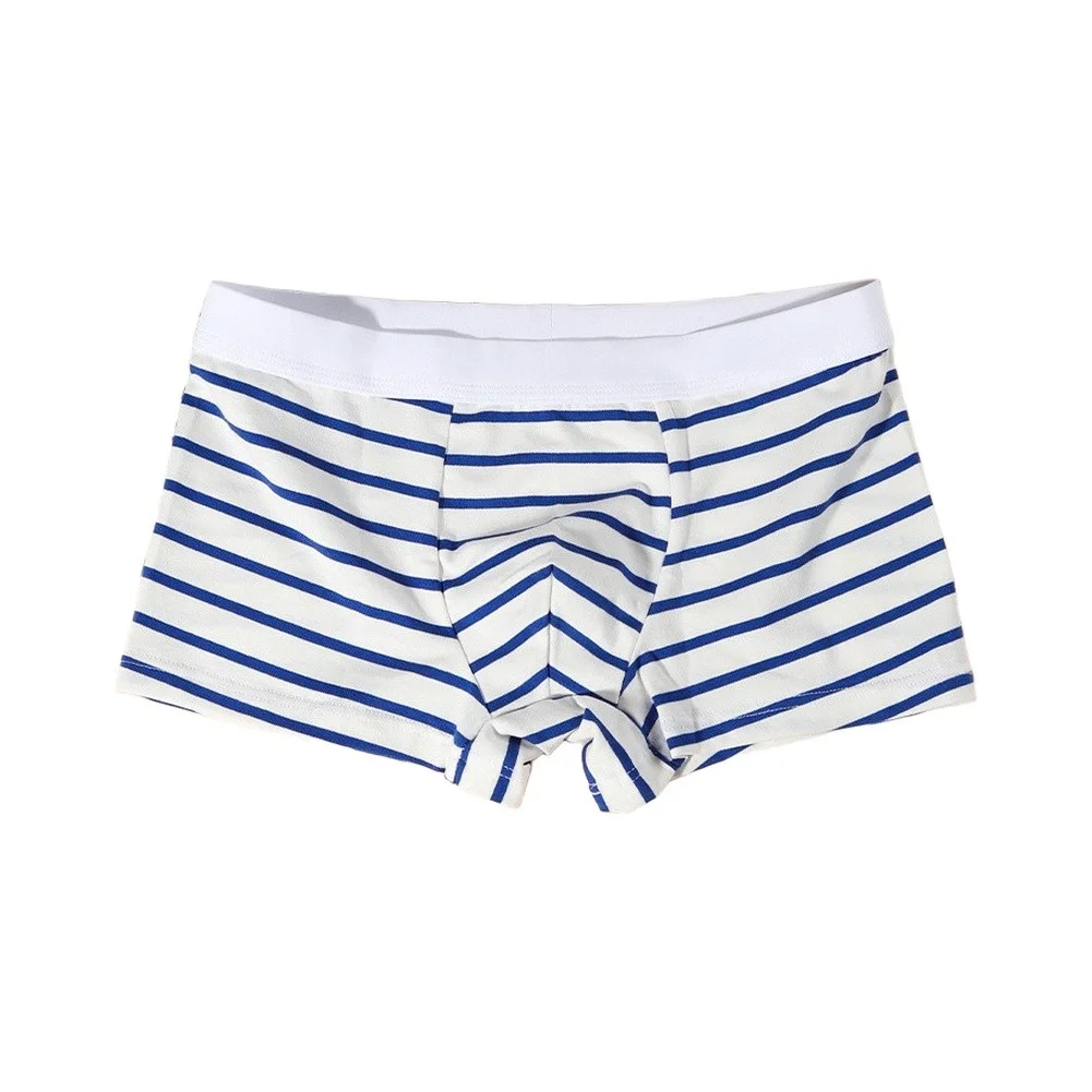 Pouch Boxer Pouch - Men Fashion-Stripe Trunks Cotton Breathable Low