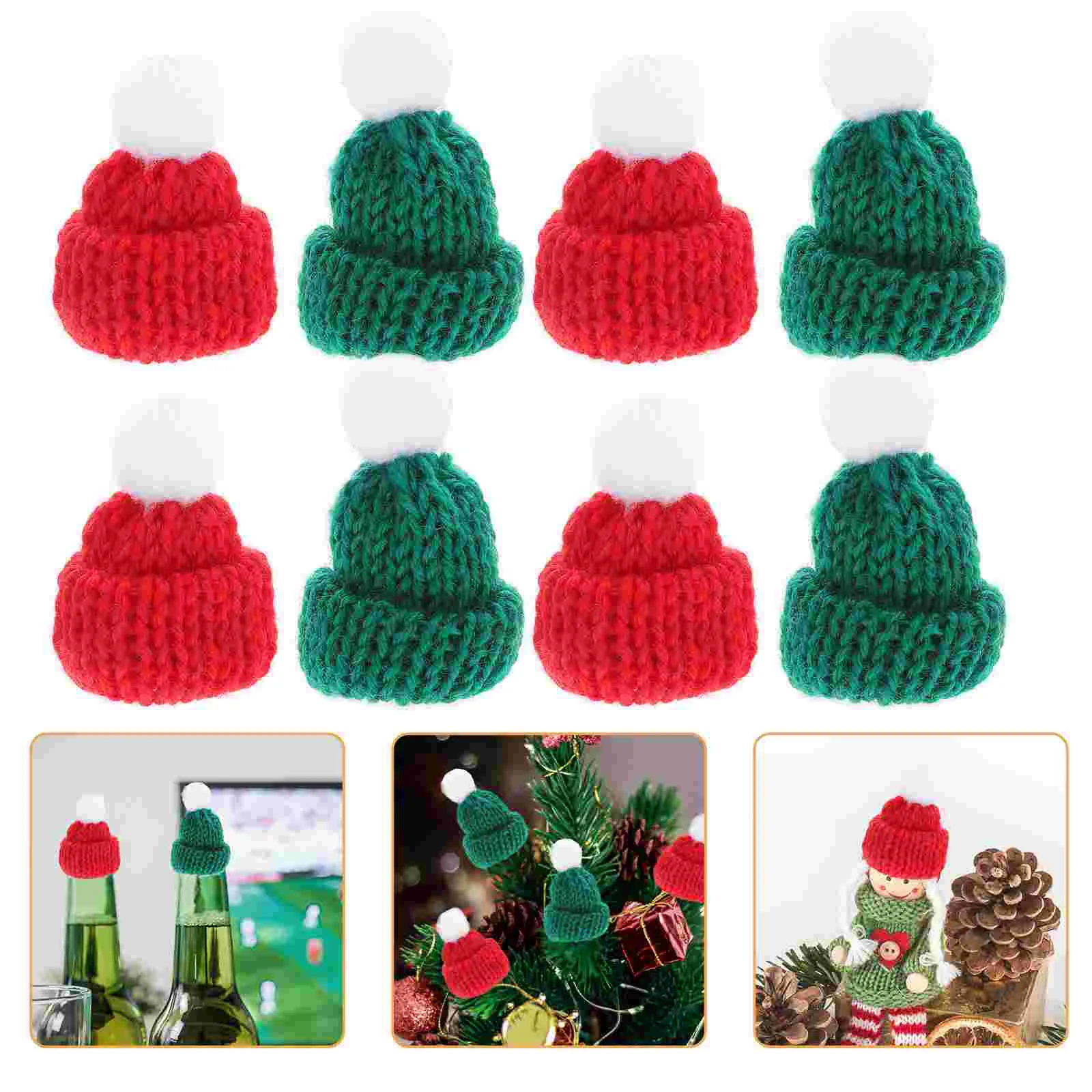 12 Pcs Mini Beanie Compact Bottle Decor Lovely Miniature Hats Decorative Cap