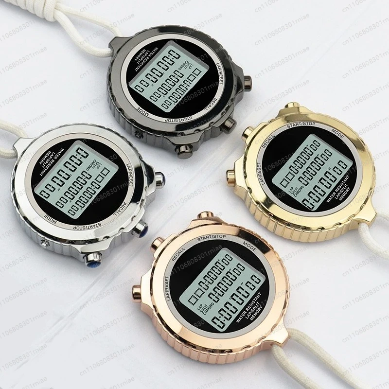 Metal stopwatch timer training fitness exercise sports coach computer can be turned off waterproof and anti-slip to keep time