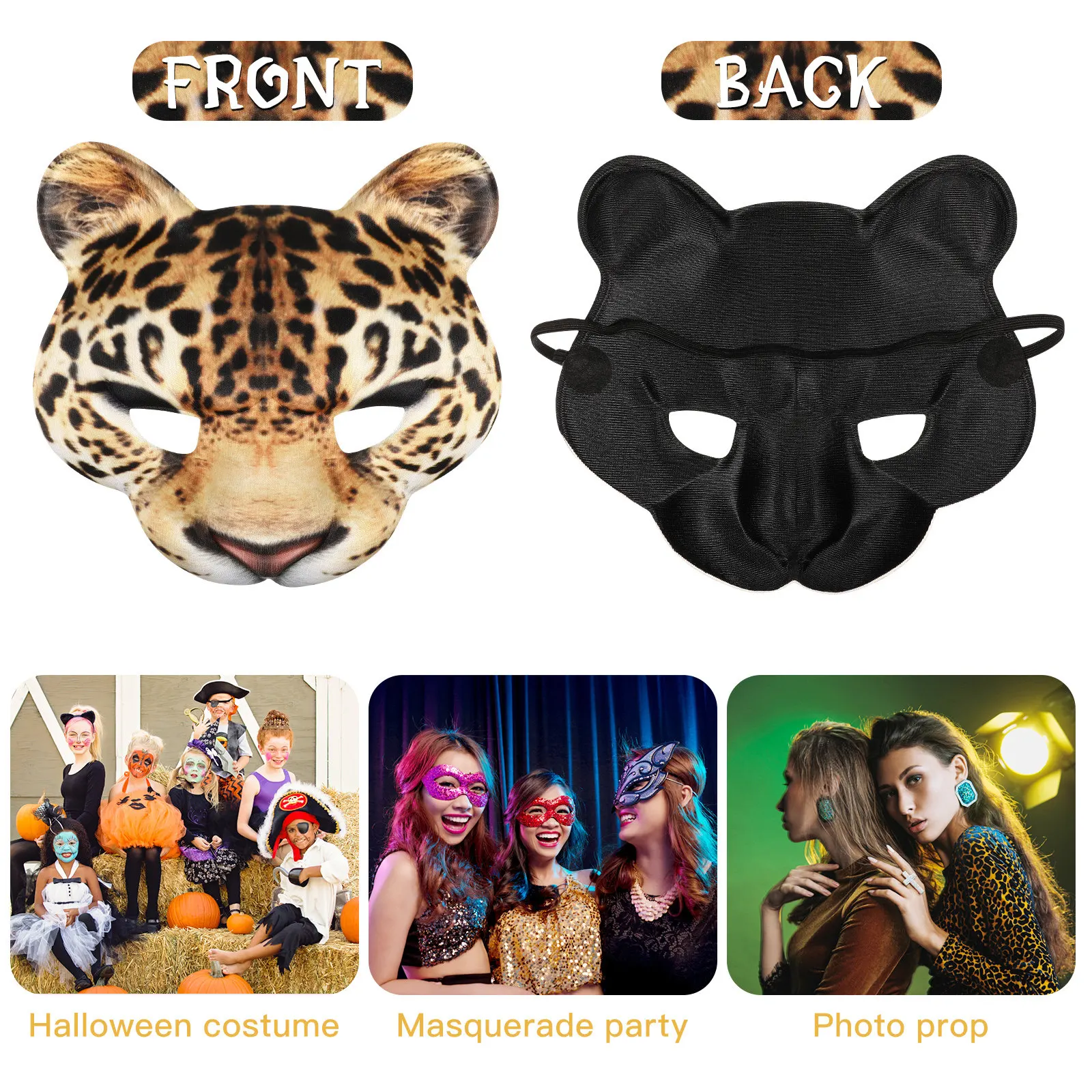 1Pcs Leopard Animal Cosplay Mask Half Face for Halloween Party Masquerade Costume Comfortable Eva Material Vivid Realistic
