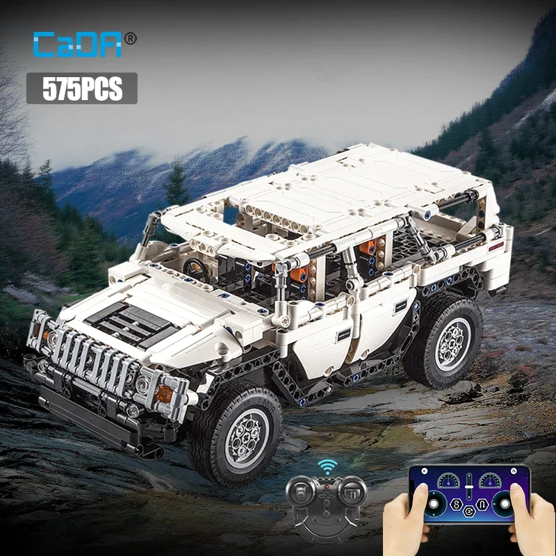 

Cada 575Pcs Warrior H2 Remote Control Car Building Blocks City Racing Car AWD SUV RC Bricks Gifts Toys for Children