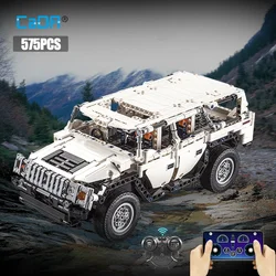 Cada 575Pcs Warrior H2 Remote Control Car LED Building Blocks City Racing Car AWD SUV RC Bricks Gifts Toys for Children