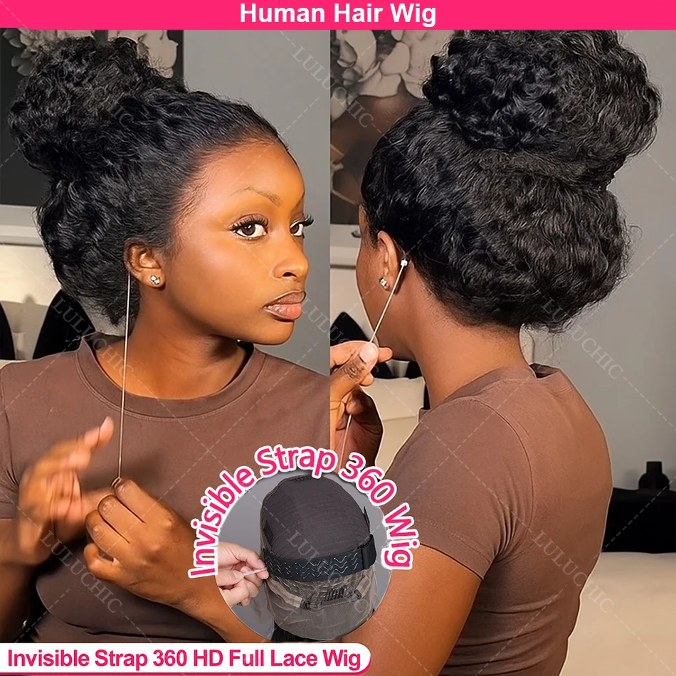 Invisi Strap Deep Curly Wave 360 Full Hd Lace Front Human Hair Wig 200% Preplucked Water Wave 13x4 Lace Frontal Wig Glueless Wig