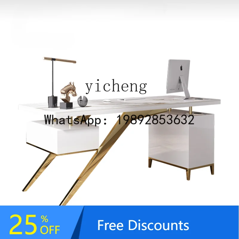 Light Luxury Bright Stone Plate Desk Computer Desk Nordic Study Desk