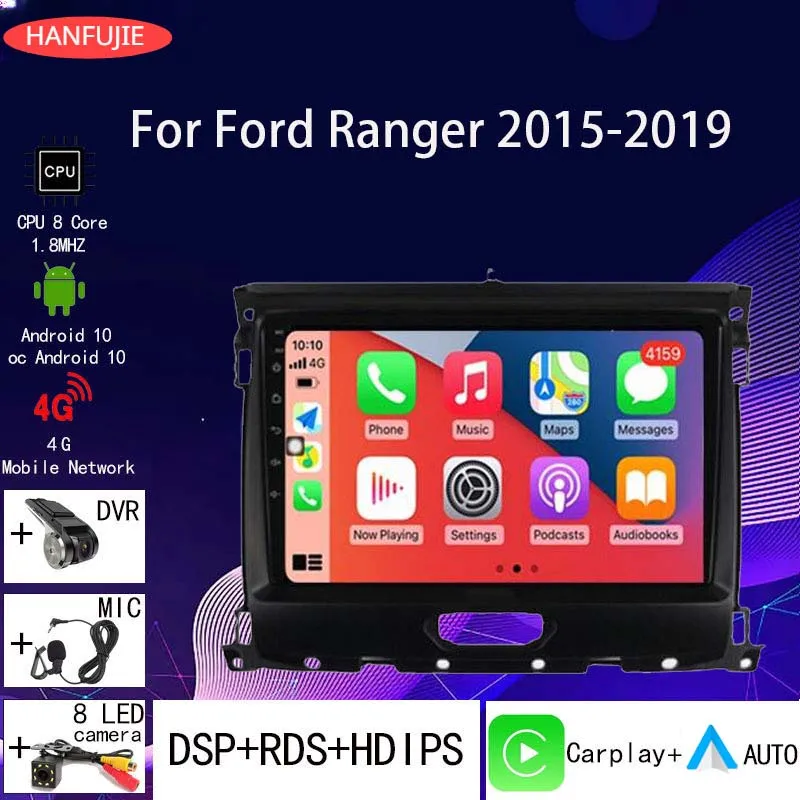 

2 DIN 4G+64G android 10 Car radio Multimedia Player Carplay Auto GPS navigation NO DVD For Ford Ranger 2015 2016 2017 2018 2019