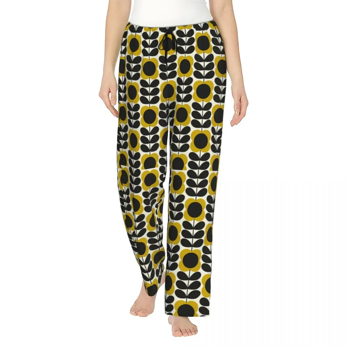 Custom Orla Kiely Summer Flower Stem Pajama Pants Women's Scandinavian Geometric Sleep Stretch Sleepwear Bottoms with Pockets