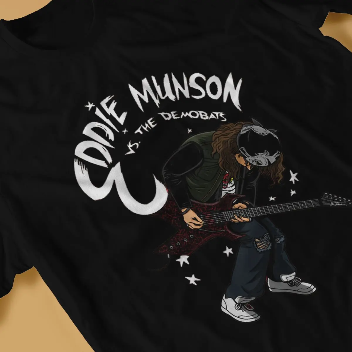 Men Eddie Munson Vs. The Demobats T Shirt Eddie Munson Pure Cotton Tops Vintage Short Sleeve O Neck Tees Printed T-Shirt