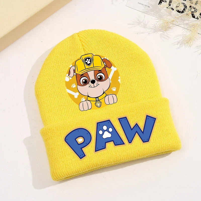 New Paw Patrol Baby Hat Cute Cartoon Printed Knitted Hats Kawaii Boys Girls Warm Beanie Cap Autumn Winter Children Clothing