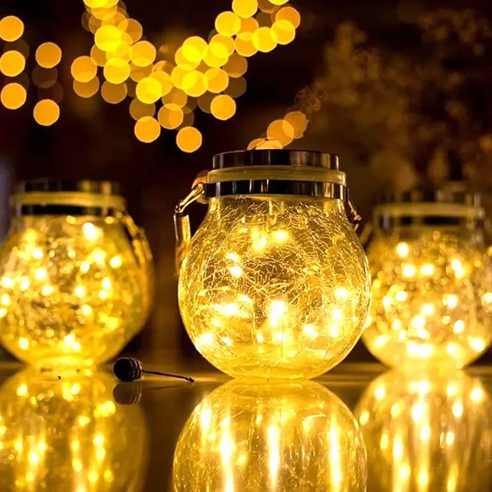 

Solar Powered Lights Mason Crack Bottle Jar Lights Indoor Or Outdoor Usage Wedding Christmas Holiday Party Decoration