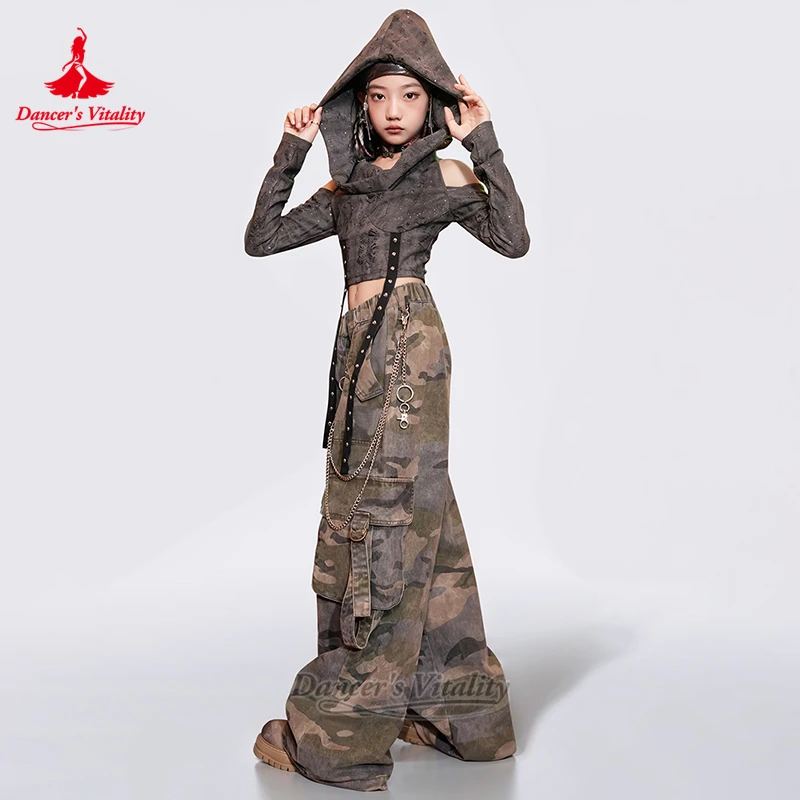 청소년 스트리트 댄스 트레이닝&퍼포먼스 2피스 세트 댄서의 활력 어린이 케이팝 재즈 그룹 연습복 소녀용