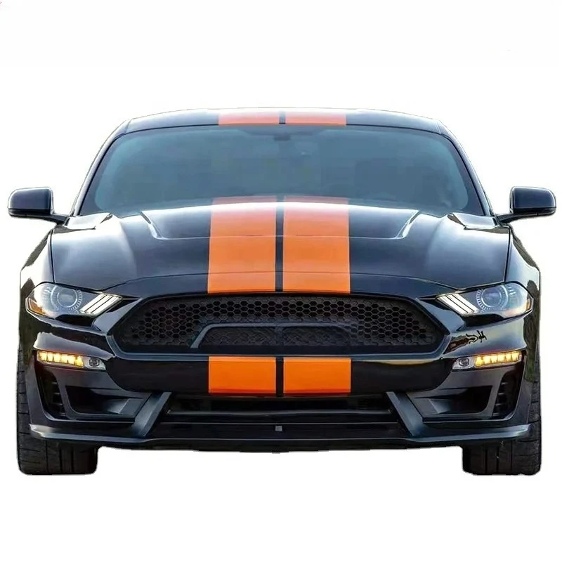 PP Auto Parts for Ford Mustang 2018-2021 Upgrade Shelby Style Body Kit Front Bumper Side Skirts Spoile Hood