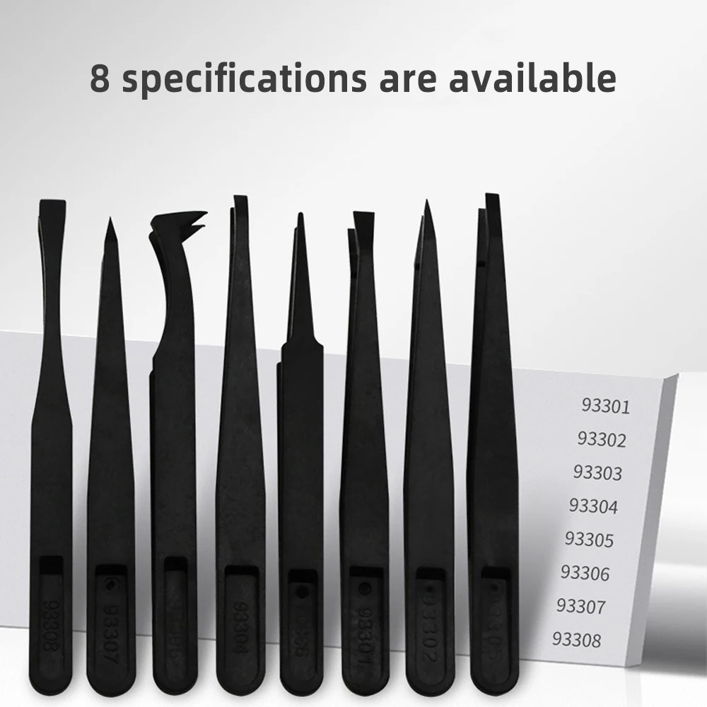 1pc Carbon Fiber Plastic Tweezers Elastic Clamping Tool Tweezers 93301-93308 for Watch Camera Computer Repairing Hand Tool