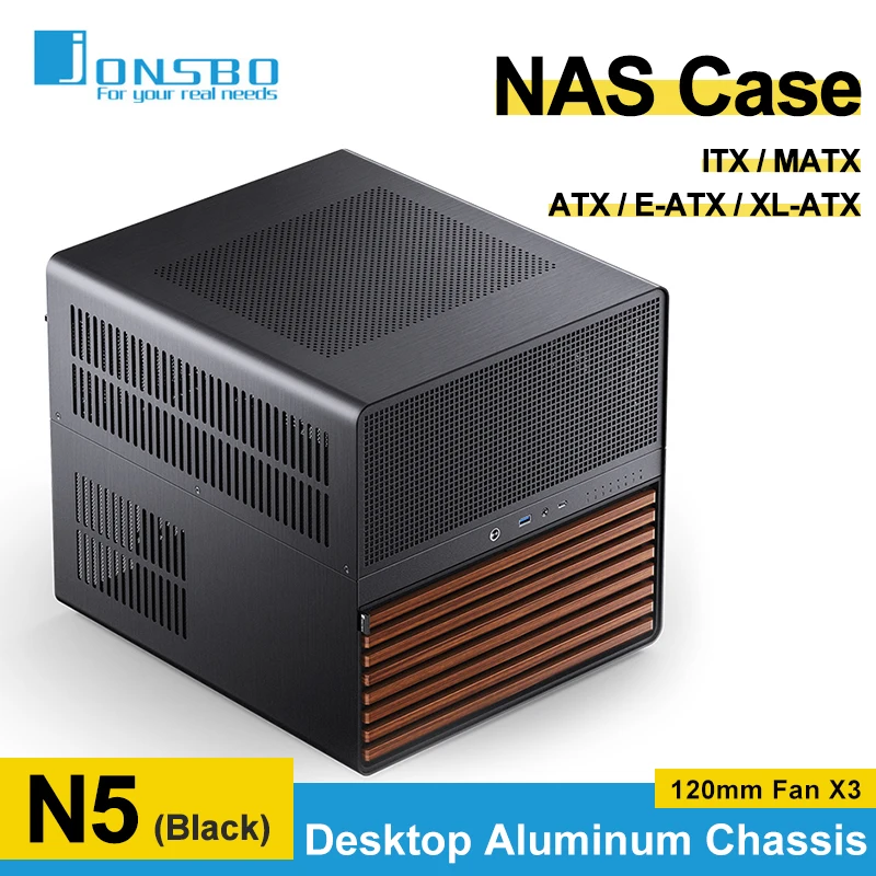 JONSBO N5 NAS Case EATX MATX ITX Computer Chassis 12+4 Hard Disk Support 160mm CPU Cooler With 120mmx3 Fan Aluminum PC Case
