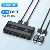 Lemorele USB KVM adaptador de interruptor USB 3,0 conmutador 2 entradas 4 salidas interruptor USB conmutador KVM impresora Sharer para teclado de ordenador