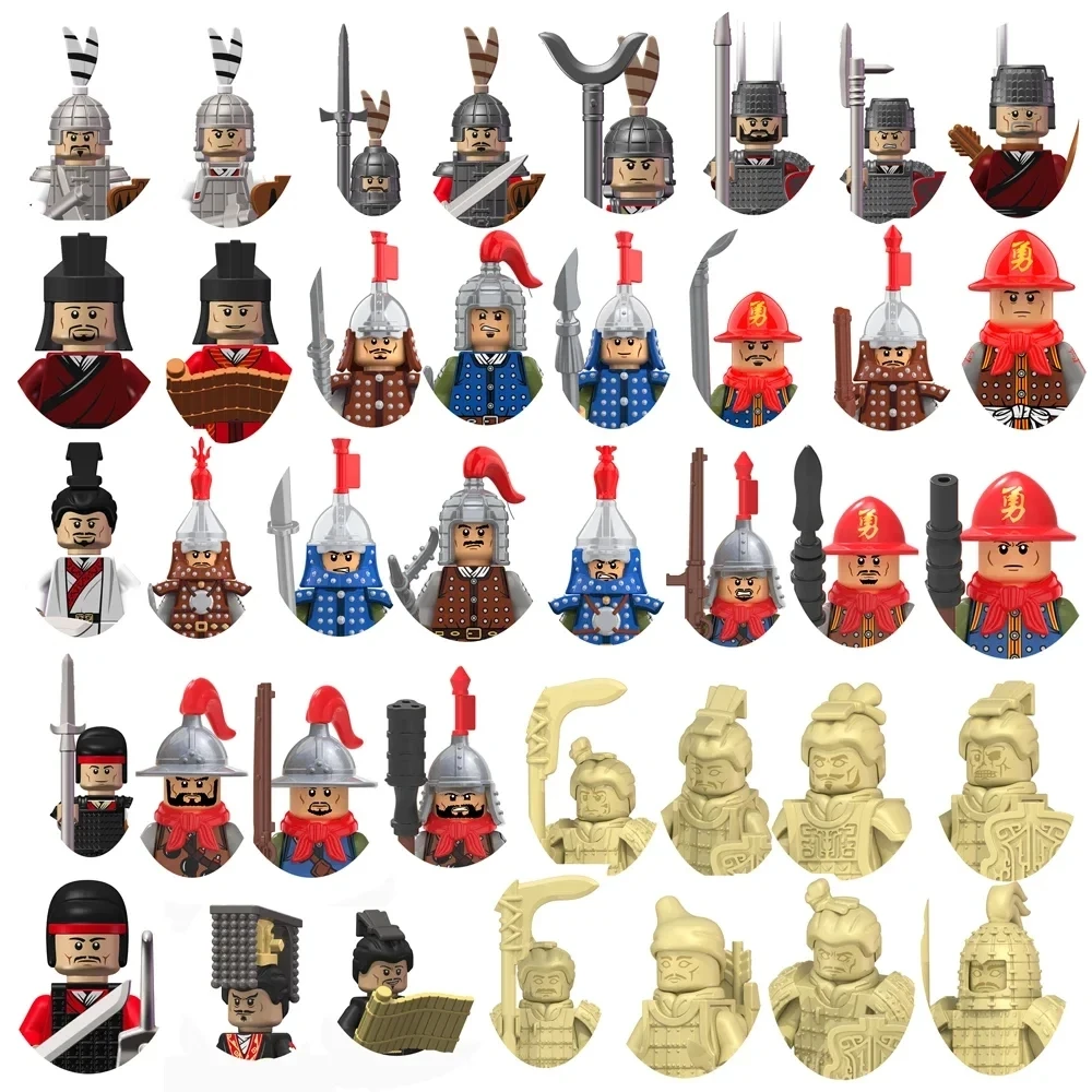 

Ancient Chinese Soldier Qin Shihuang Han Ming Dynasty Qing Dynasty Empire War Soldiers Accessories Building Blocks Bricks Toys