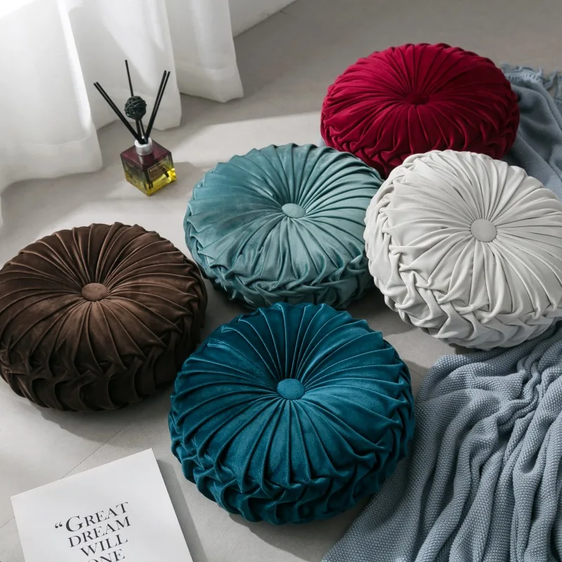 

Velvet Throw Pillow Soft Decorative Solid Round Seating Cushion for Home Decor Sofa Couch Chair Bedroom Floor Throw Pillows 35cm