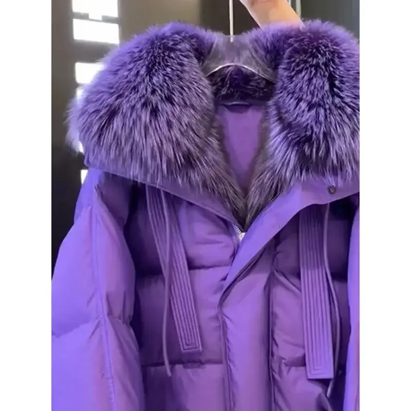 Fashionable Down Cotton Jacket Popular High-end Small Fragrant Style Large Fur Collar Thick Coat, Women\'s Winter New 2024