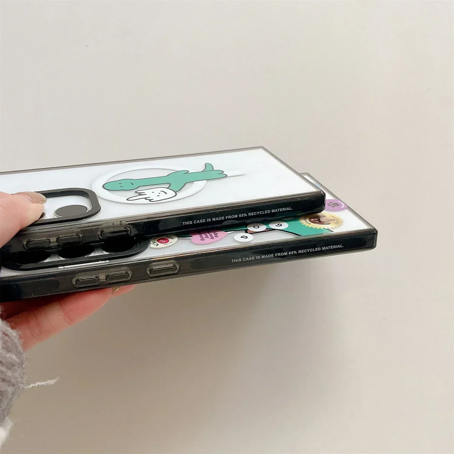 Dinosaur Magnetic Acrylic Black Border Magnetic Case for Samsung Galaxy S25 S24 S23 Ultra Plus S25+ S25U Protective Cover