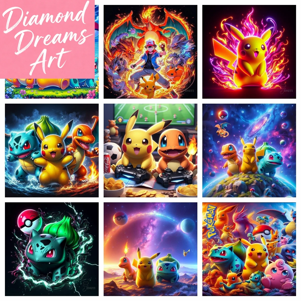 2025 New Popular Pikachu Anime Pokemon 5D DIY Diamond Painting Mosaic Character Art Stitch All Round Set Pattern Artificial
