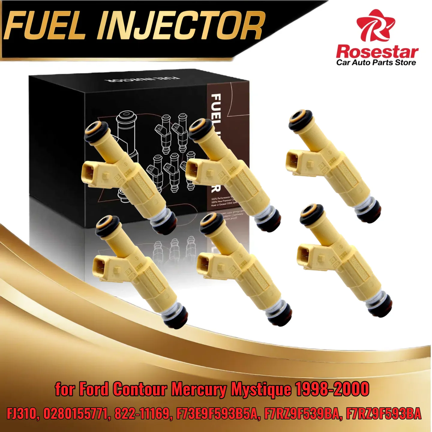 

6x Fuel Injector for Ford Contour Mercury Mystique 1998 2000 Cougar V6 2 5L FJ310