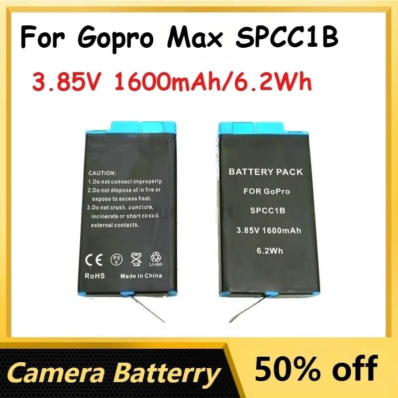 

3.85V 1600mAh/6.2Wh High quality Lithium-ion Battery for Gopro Max SPCC1B Action Camera Rechargeable Batteries
