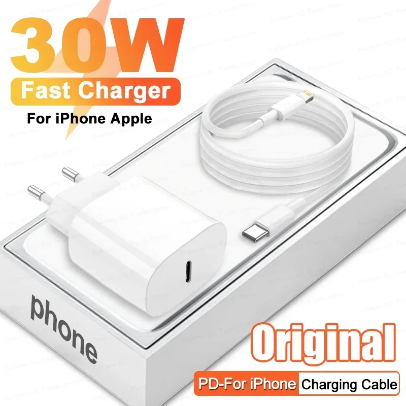 30W PD3.0 Quick Charger  For iPhone 11 13 12 14 Pro Max XR XS Fast Charging USB C Cable Phone Chargers Accessories