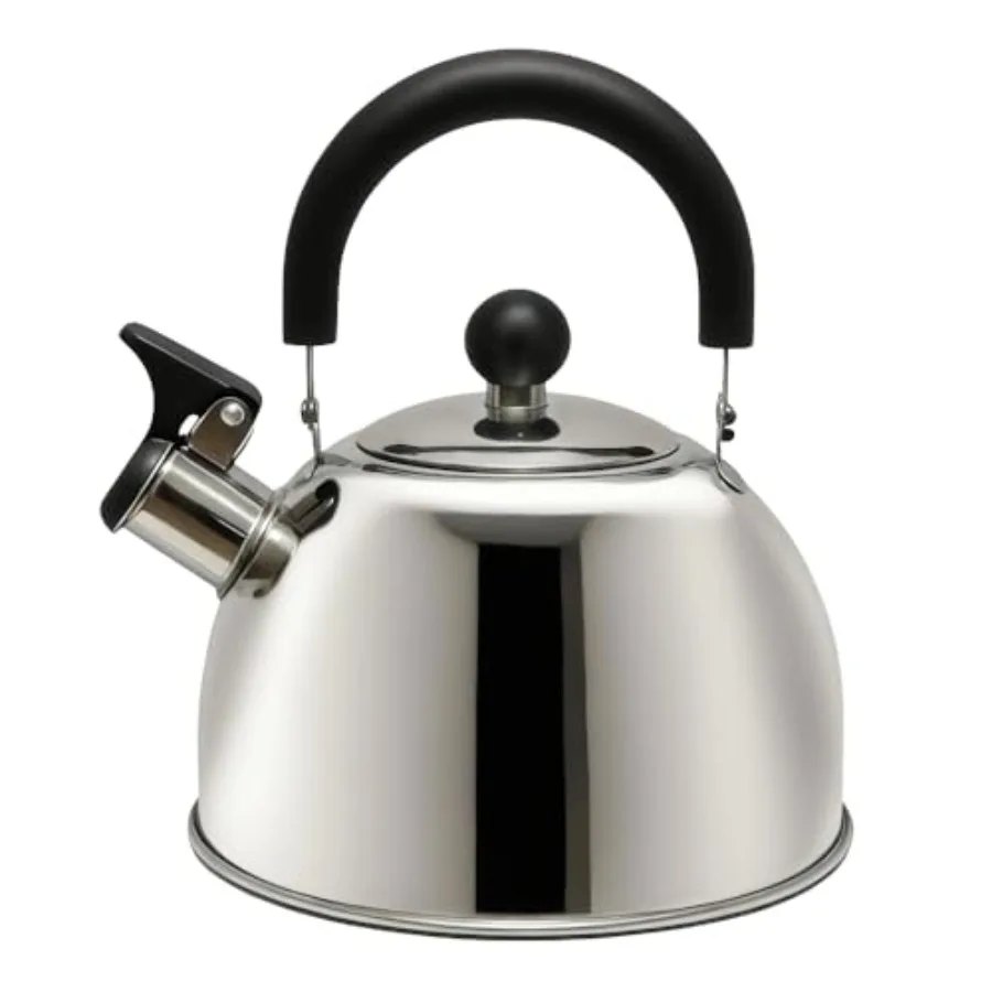 

2 Quart Whistling Tea Kettle, Stainless Steel Stovetop Kettle for Gas and Induction Tops, Classic Whistle Spout, Cool-Touch Han