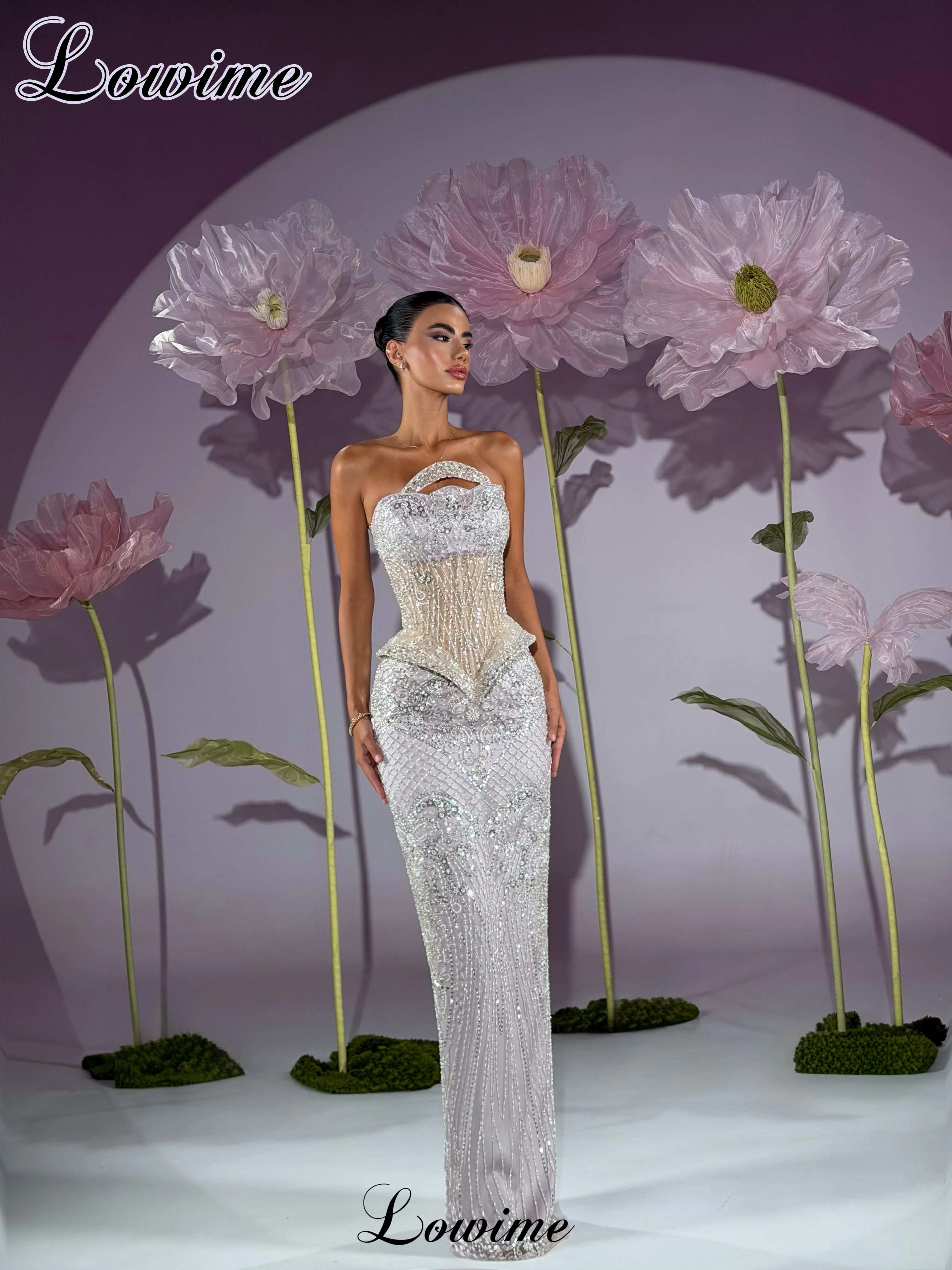 Silver Beaded Prom Dresses With Crystals Strapless Cocktail Dresses Elegant Birthday Dresses Vestidos De Cóctel Customized
