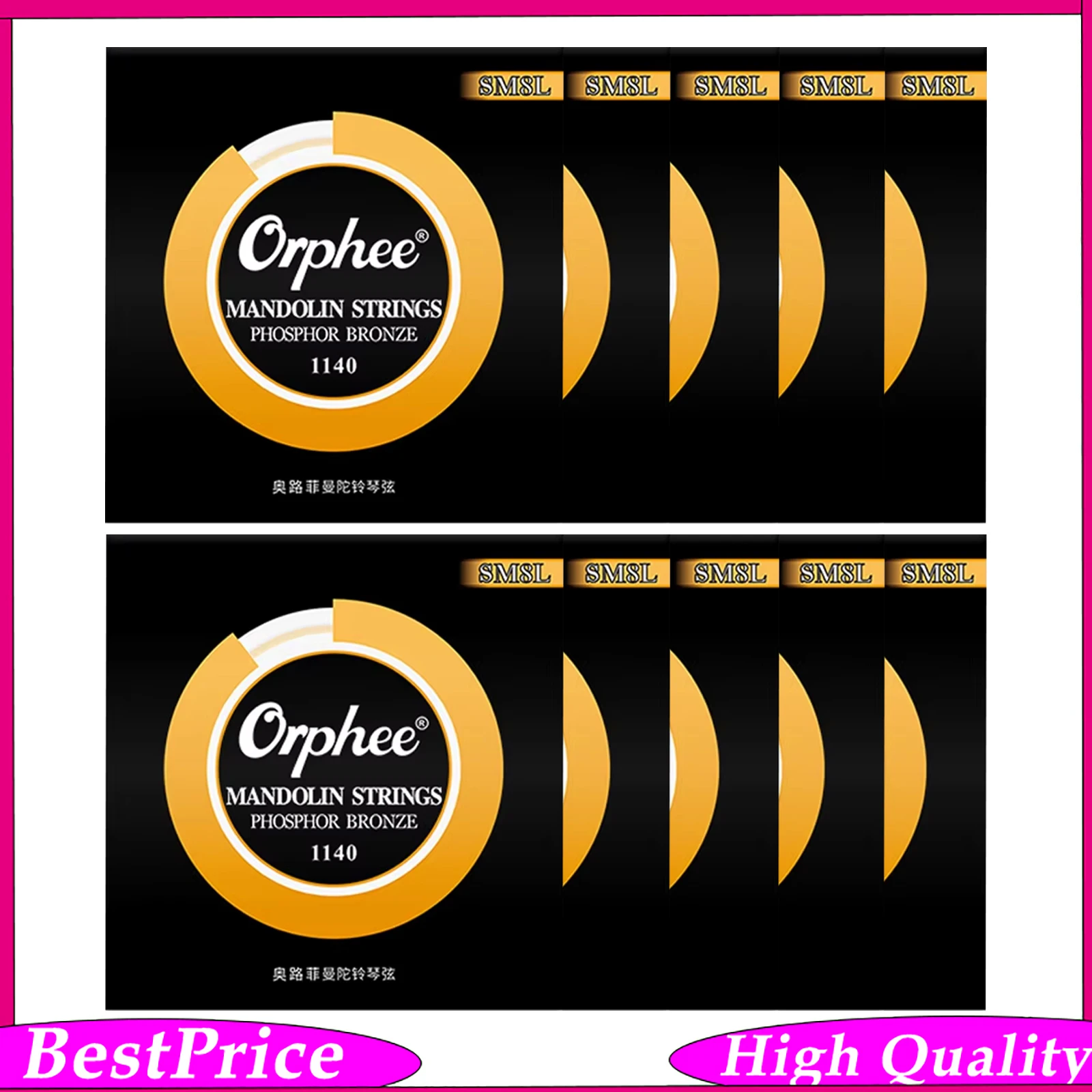 Orphee SM8L Professional Mandolin Strings Phosphor Bronze Hexagonal Carbon Steel Core Hex Mandolin Accessories