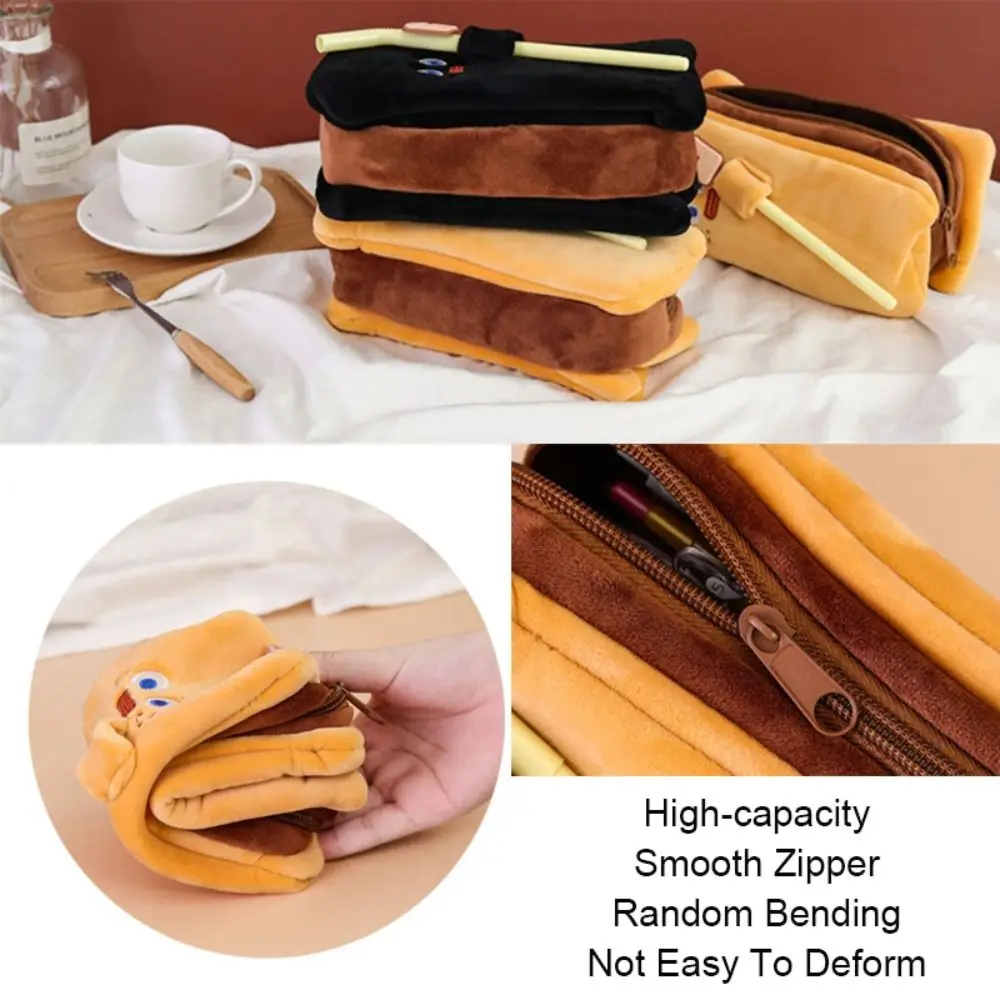 

Creative Large Capacity Bread Pen Bag Fun Expression Stationery Bag Learning Office Supplies Pen Pouch