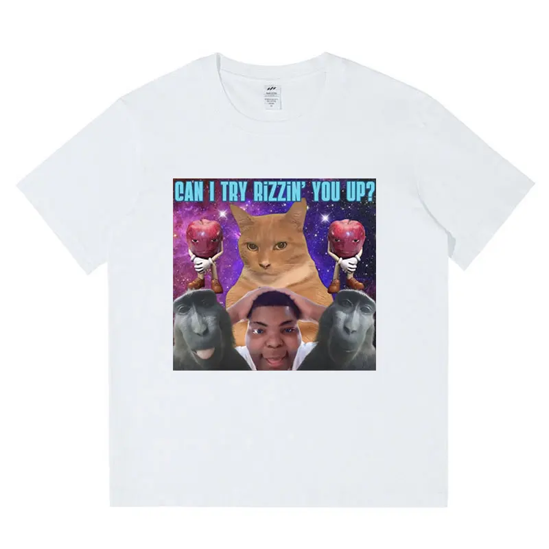 W Rizz University High Quality T Shirt Weirdcore Mean Tees Jaw Looksmaxing Funny Shitpost Silly Godmother Mine Cat Mewing Tops