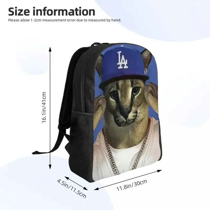 حقائب ظهر Big Floppa Rapper Meme للرجال والنساء مقاومة للماء للمدرسة والكلية وحقائب كتب مطبوعة