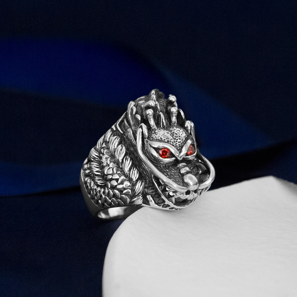  YYSuniee Solid 925 Sterling Silver Dragon Rings Vintage for Men Thai Silver Biker Ring Men Women Jewelry - view 6