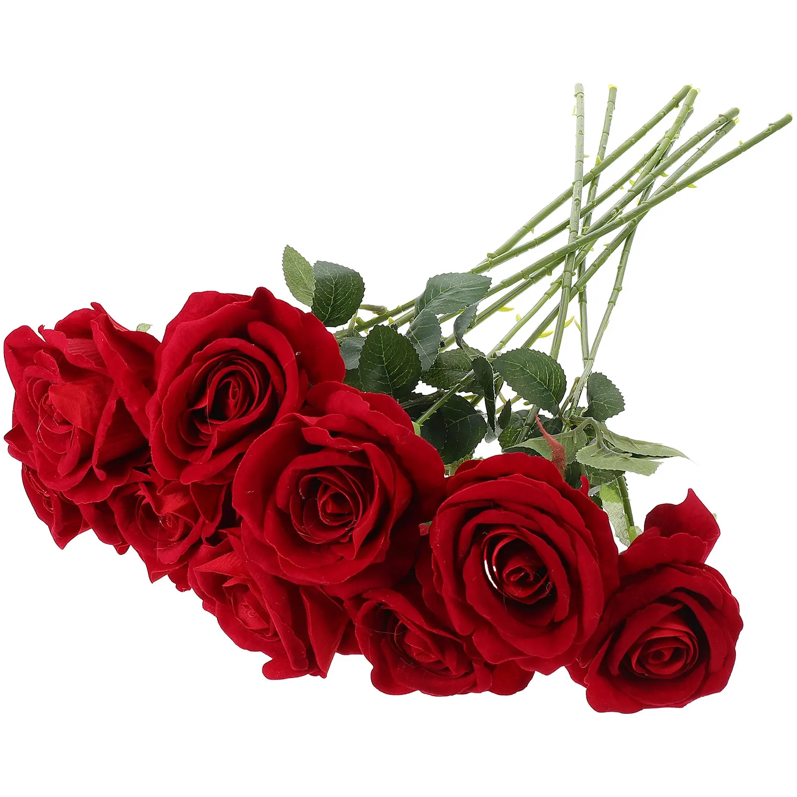 

9pcs Red Roses Iron Stems Artificial Flowers for Home Rose Flower Decor Decor Wedding Bouquet Graduation Gifts