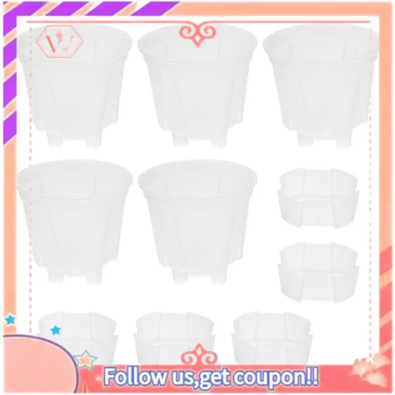 6 Inch Transparent Plastic Nursery Plant Pots Self Watering Planters 5 Pack With Deep Reservior Highly Recommended