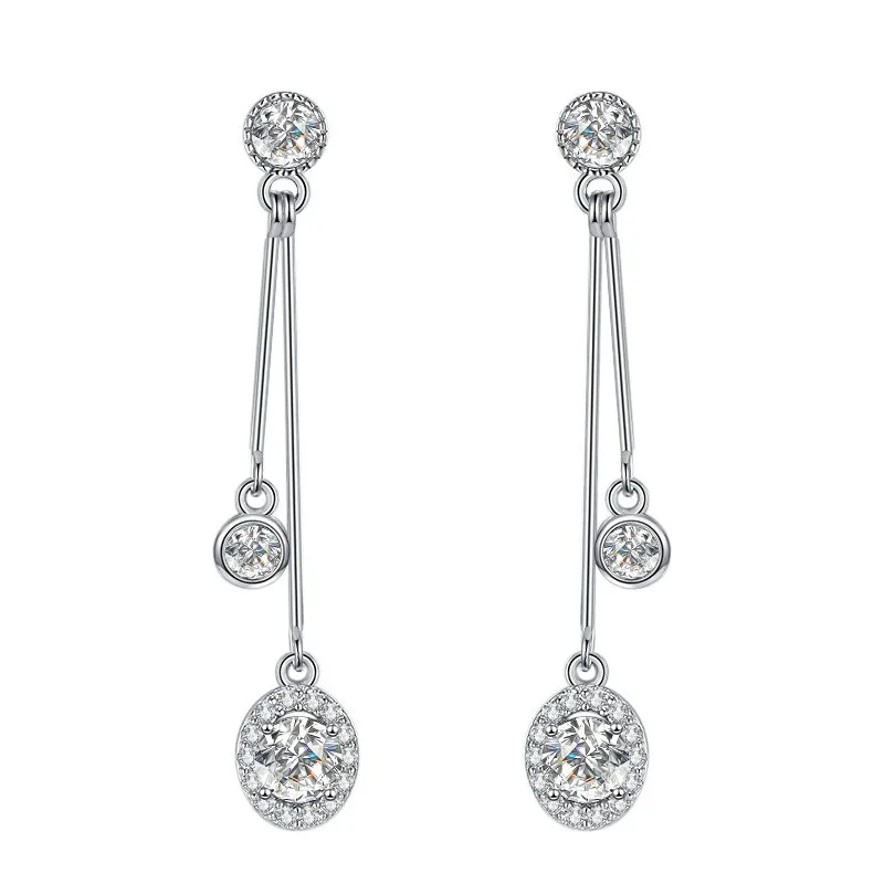 ES0036 Lefei Fashion Diamondset Classic 0.5ct Moissanite Tassel Earring For Women 925 Sterling Silver Party Wedding Jewelry Gift