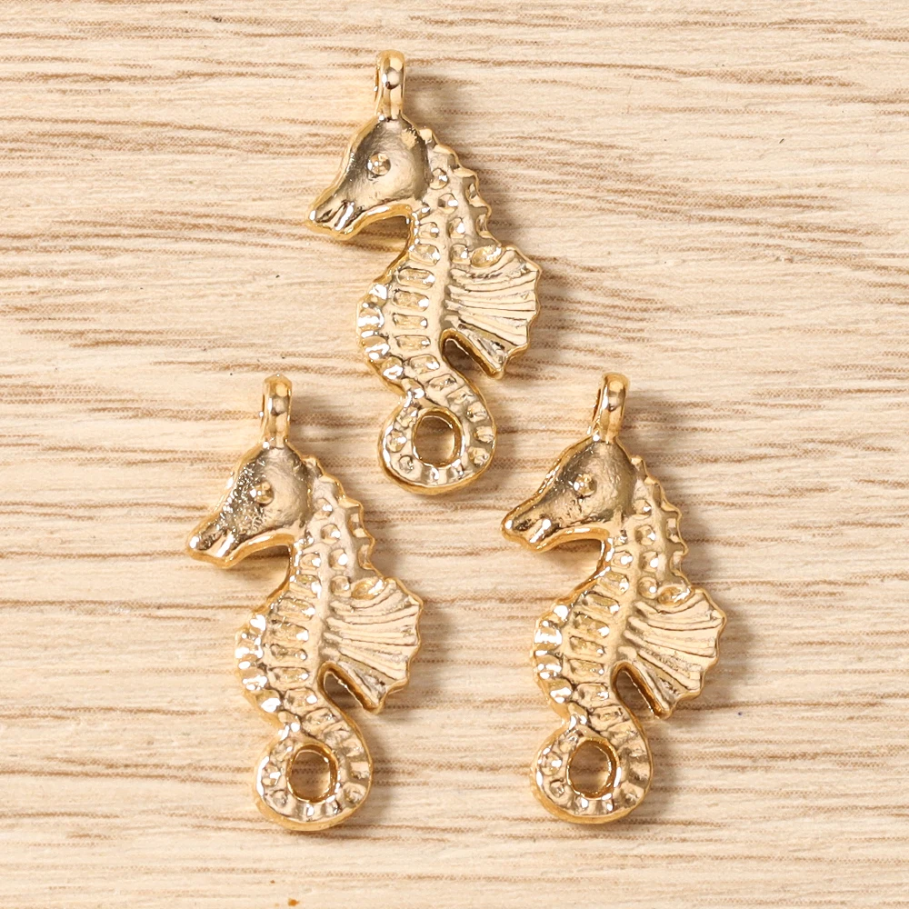 Tusember 10 Stück Anhänger aus Legierung in Goldfarbe mit Seestern-, Hummer- und Muschelmotiven für die Schmuckherstellung, Ohrringe, Halsketten, DIY-Zubehör – Detail 14