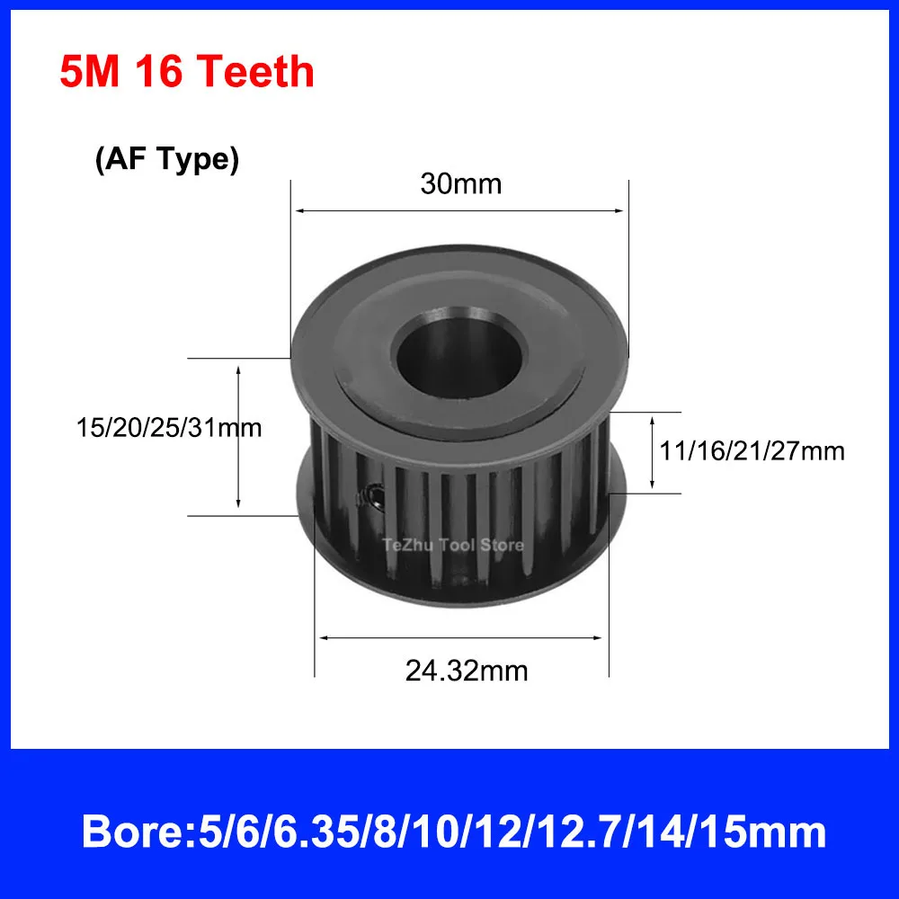 1PCS HTD 5M Timing Pulley 16 Teeth 18 Teeth 11/16/21/27mm Width Black Steel Synchronous Belt Wheel Bore 5mm-15mm Gear Pulley