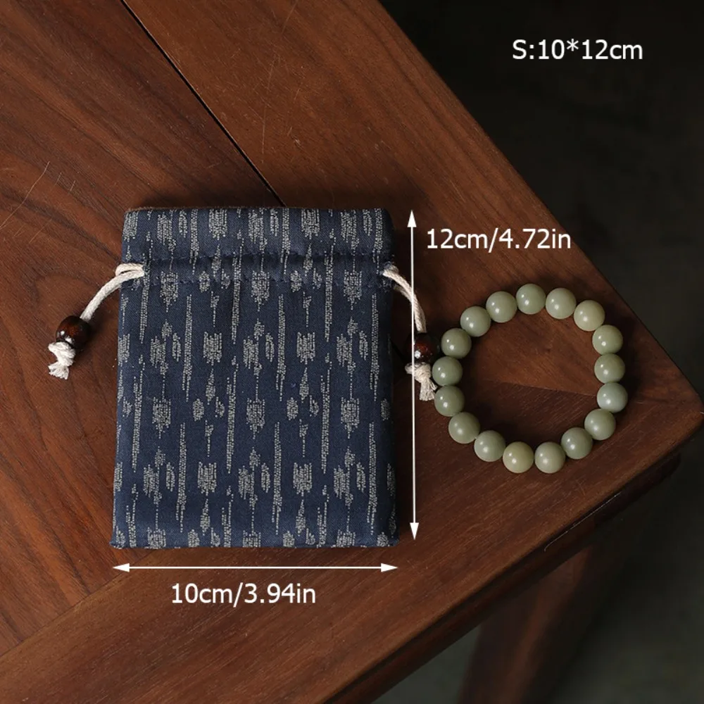 Washable Linen-cotton Jewelry Storage Bag Dustproof Chinese Style Bracelet Bead Bag Portable Drawstring Bag Cultural Playthings