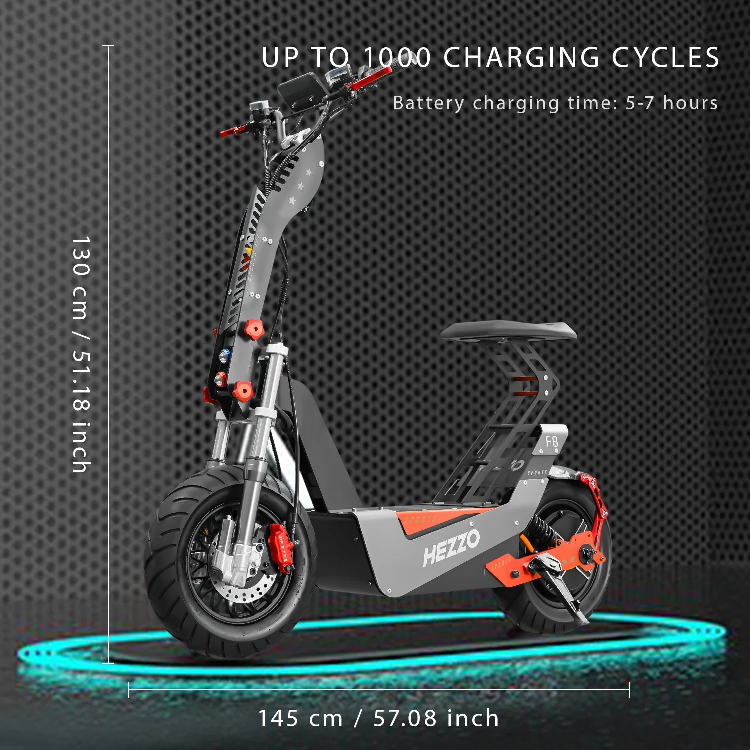 8000W rear wheel drive electric scooter with 16 inch off-road tires and 50Ah rear wheel drive for 93 miles, foldable adult elect